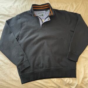 Orvis Signature 1/4 Zip Pullover Sweatshirt Mens Large Navy Blue Sweater Snap